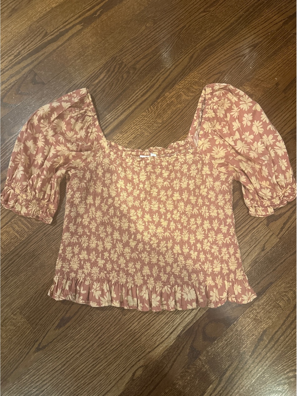 Gap Short Sleeve Floral Blouse Size XL